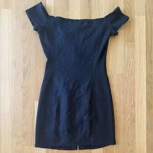 Guess Black Mini Bodcon Dress with Gold Zipper Detail. XS.